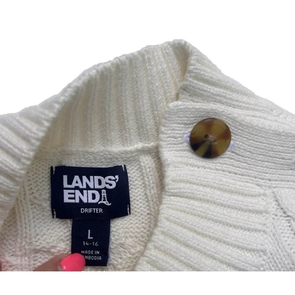 Lands End Stripe Sweater Fisherman Coastal Preppy Size L